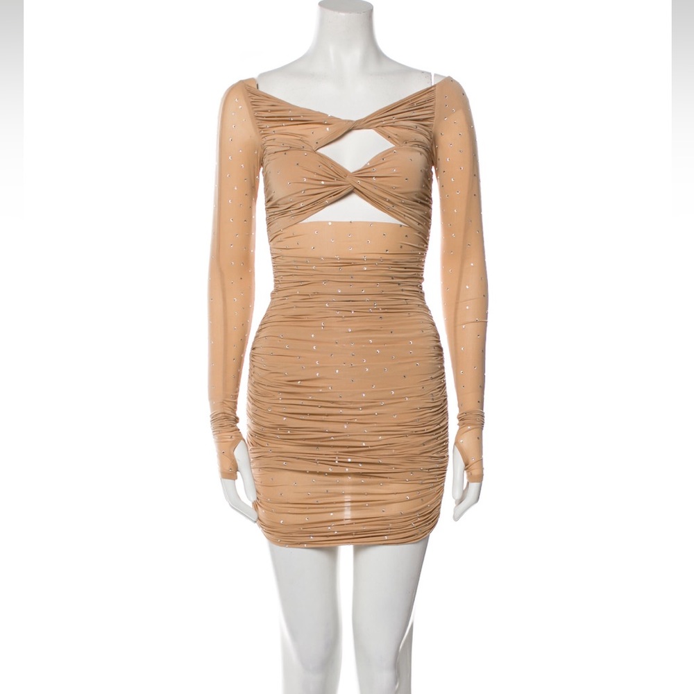 ALEX PERRY Tinley Crystal Dress in Nude Size XS US 2 UK 6 (Like New)